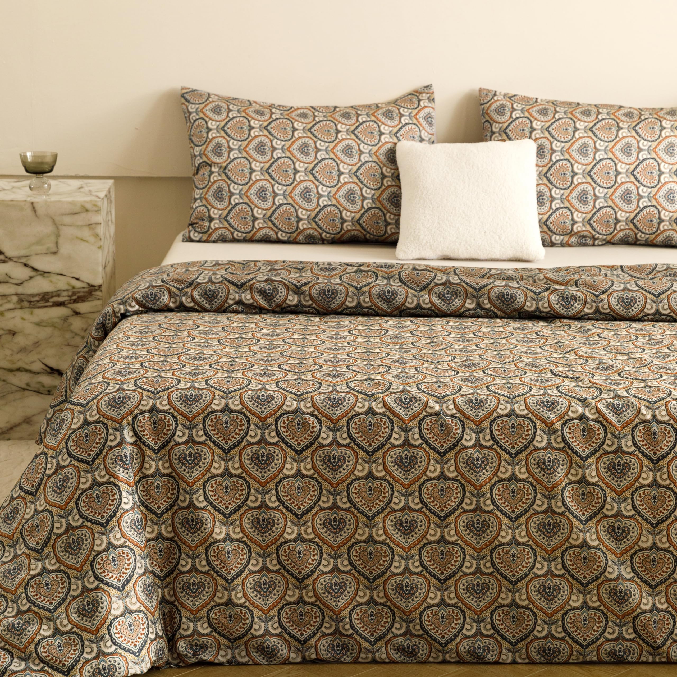 Heimenaogo Egyptian Cotton Duvet Cover King Size Sateen Weave, Silky Soft Duvet Cover With Zipper Closure, Long Staple Cotton Co